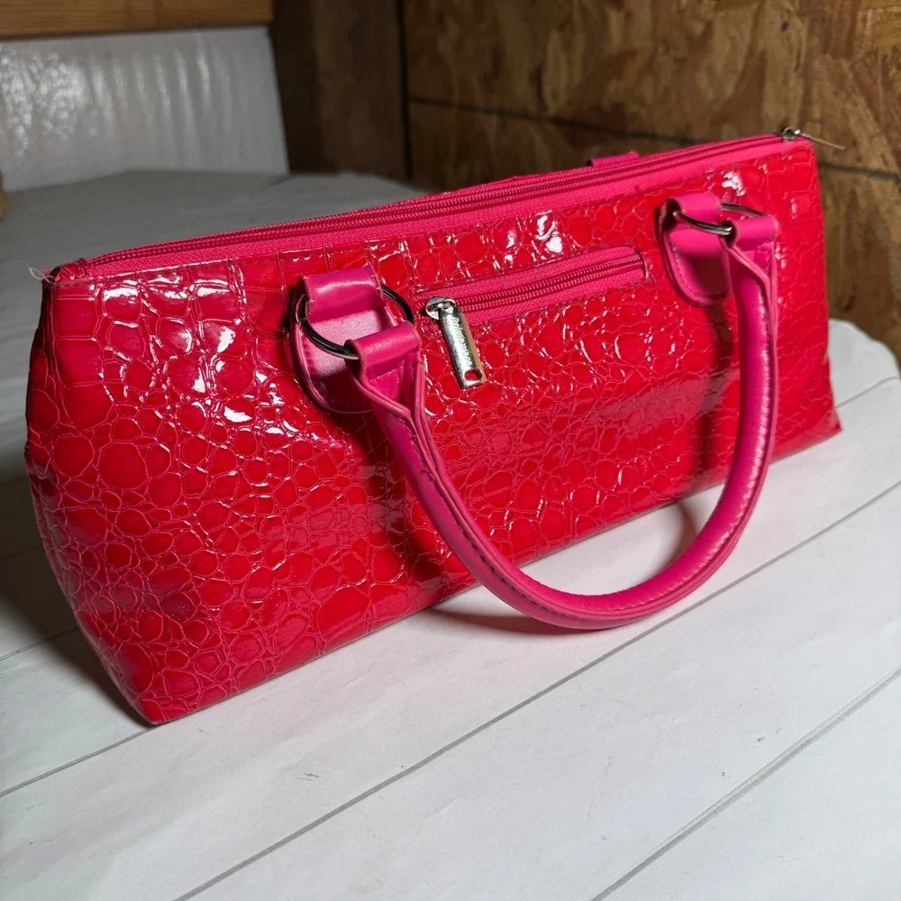 Primeware Insulated Wine Clutch Hot Pink Faux Leather Crocodile Party‎ Tote Bag